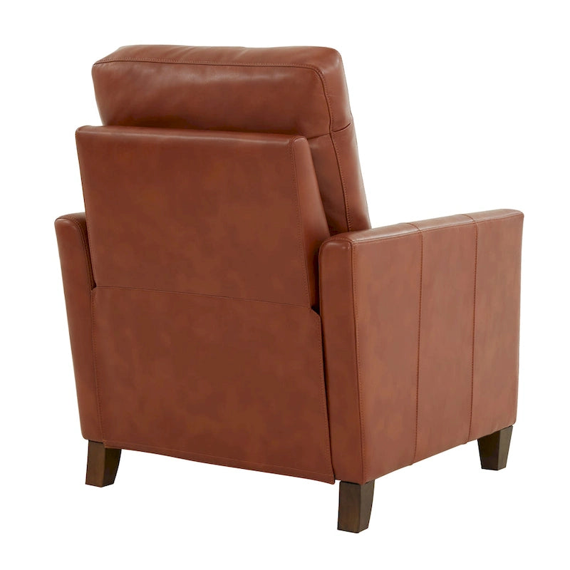 Fauteuil inclinable en similicuir avec pieds fuselés en bois et mousse haute densité