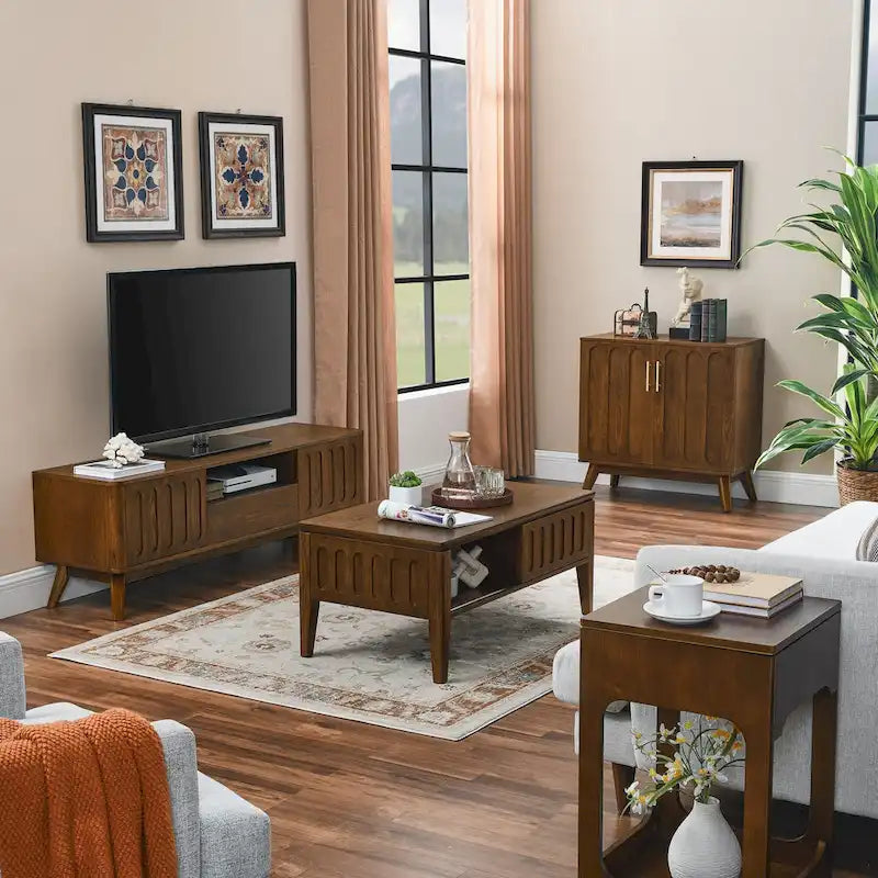 Mid-Century Modern Lift-Top Side Table with Storage Shelf
