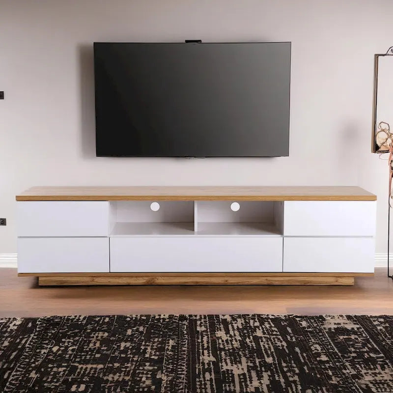 80-Inch Modern TV Stand with Concealed Storage