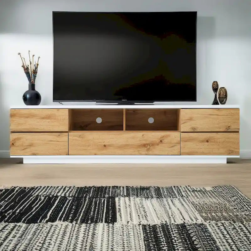 80-Inch Modern TV Stand with Concealed Storage