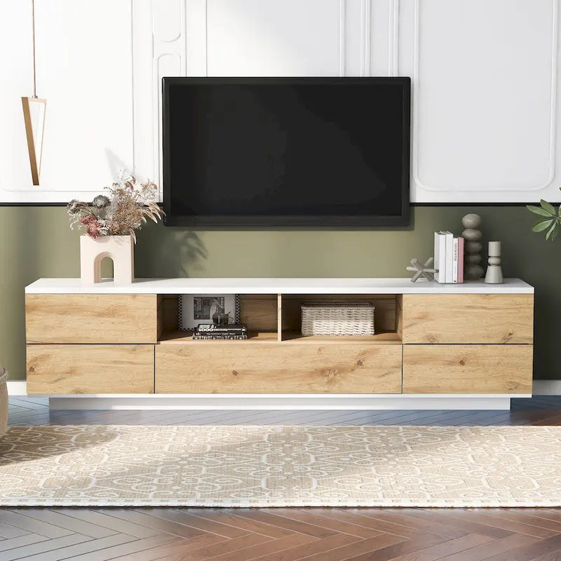 80-Inch Modern TV Stand with Concealed Storage
