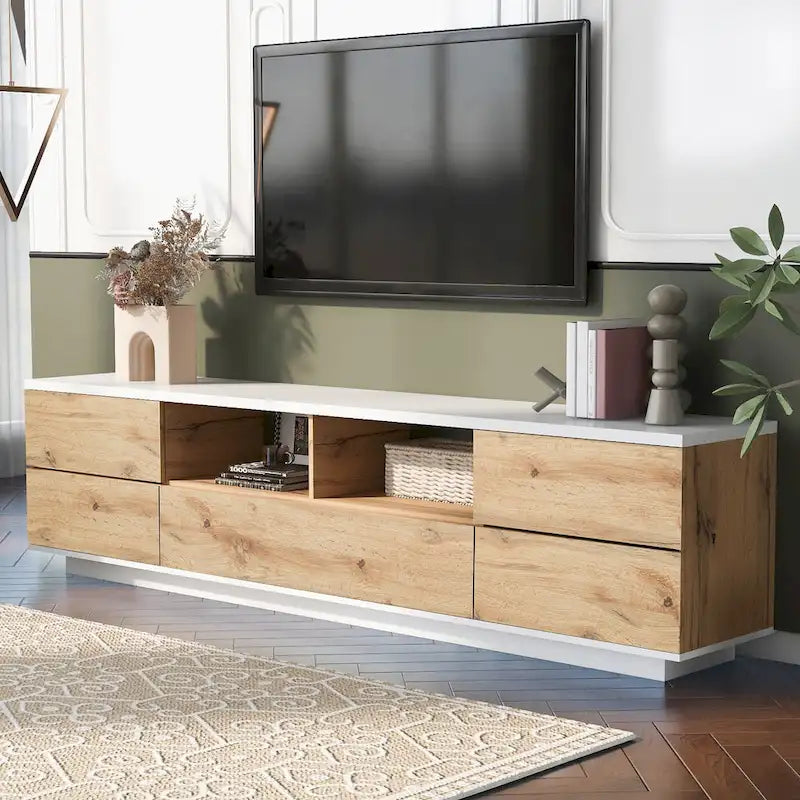 80-Inch Modern TV Stand with Concealed Storage