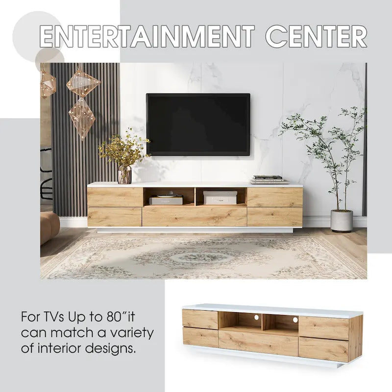 80-Inch Modern TV Stand with Concealed Storage