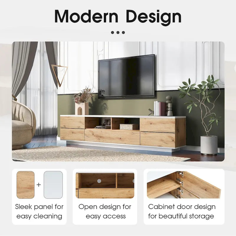 80-Inch Modern TV Stand with Concealed Storage