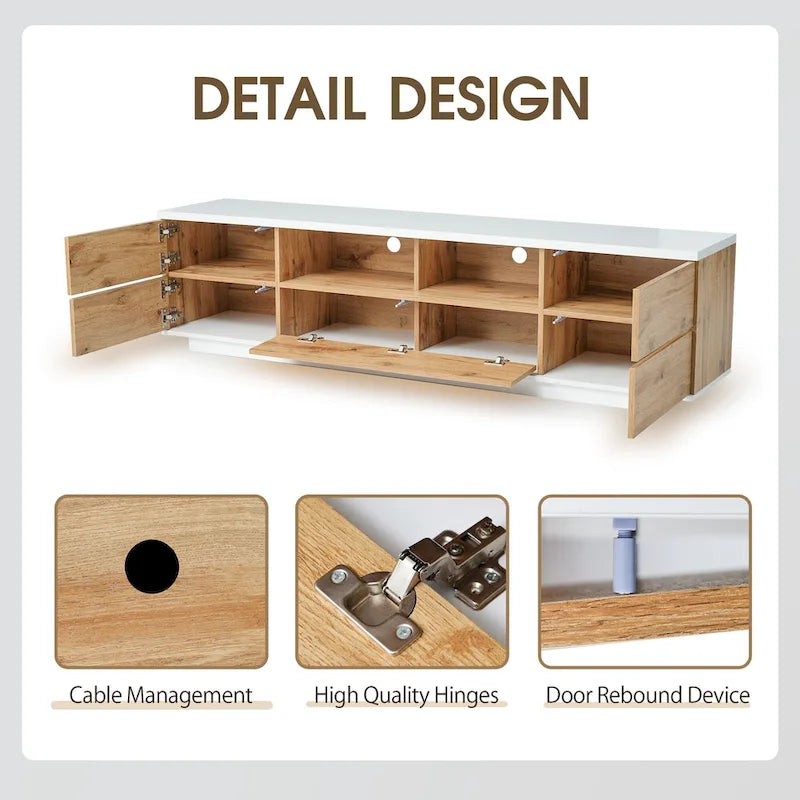 80-Inch Modern TV Stand with Concealed Storage