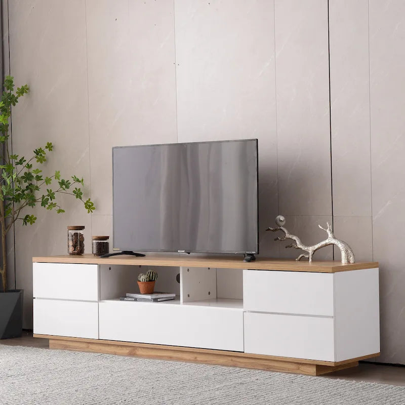 80-Inch Modern TV Stand with Concealed Storage