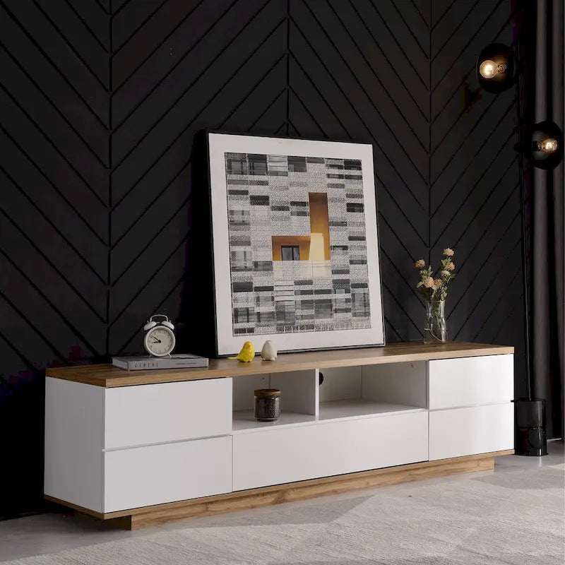 80-Inch Modern TV Stand with Concealed Storage