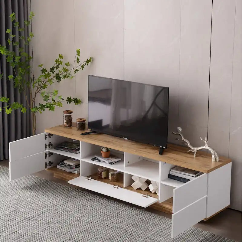 80-Inch Modern TV Stand with Concealed Storage