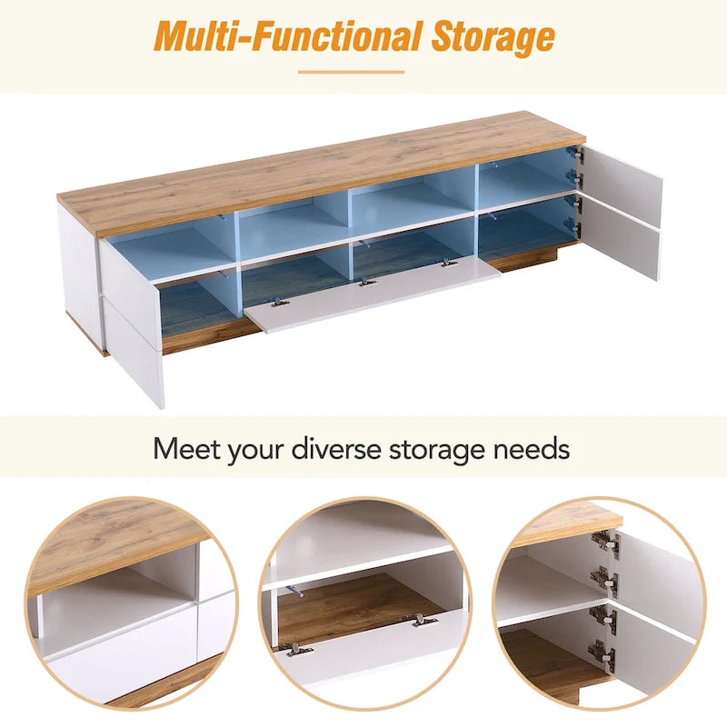 80-Inch Modern TV Stand with Concealed Storage