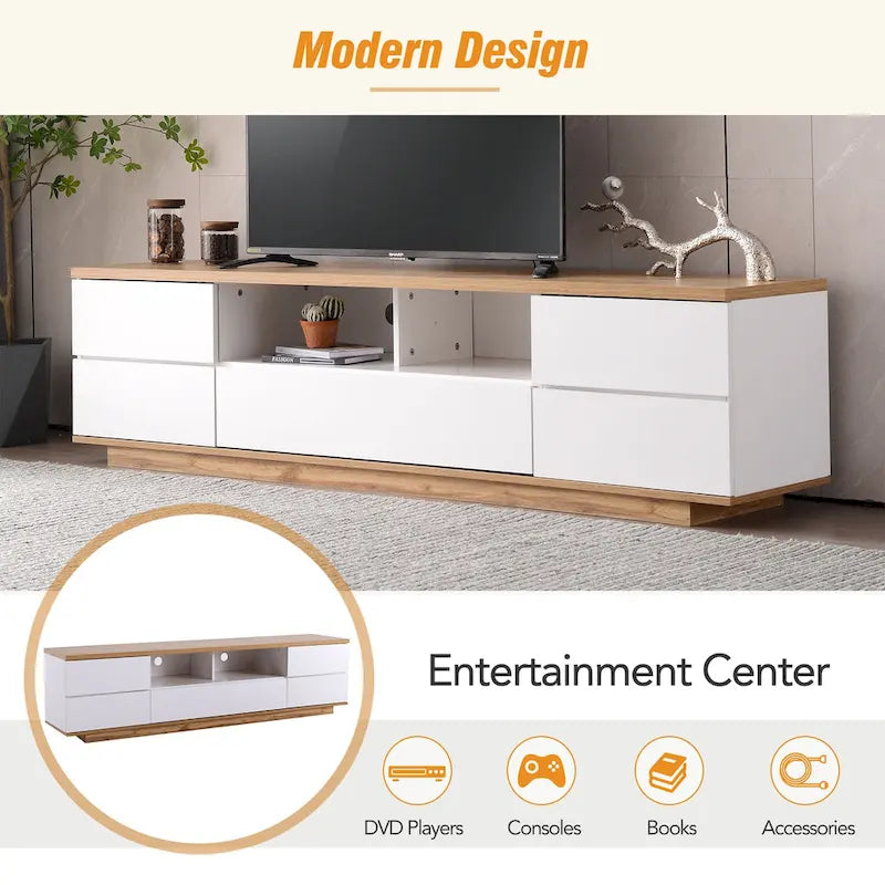 80-Inch Modern TV Stand with Concealed Storage