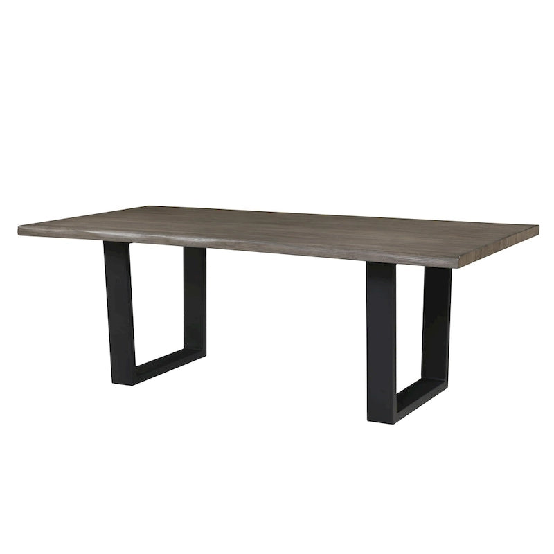 84-Inch Live Edge Rectangular Dining Table with Black Metal Legs