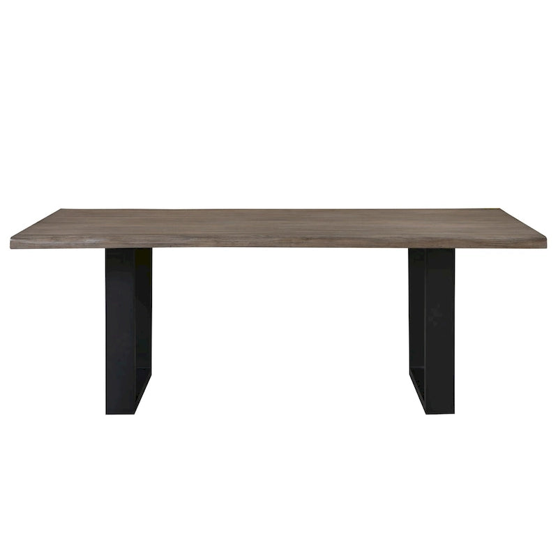 84-Inch Live Edge Rectangular Dining Table with Black Metal Legs