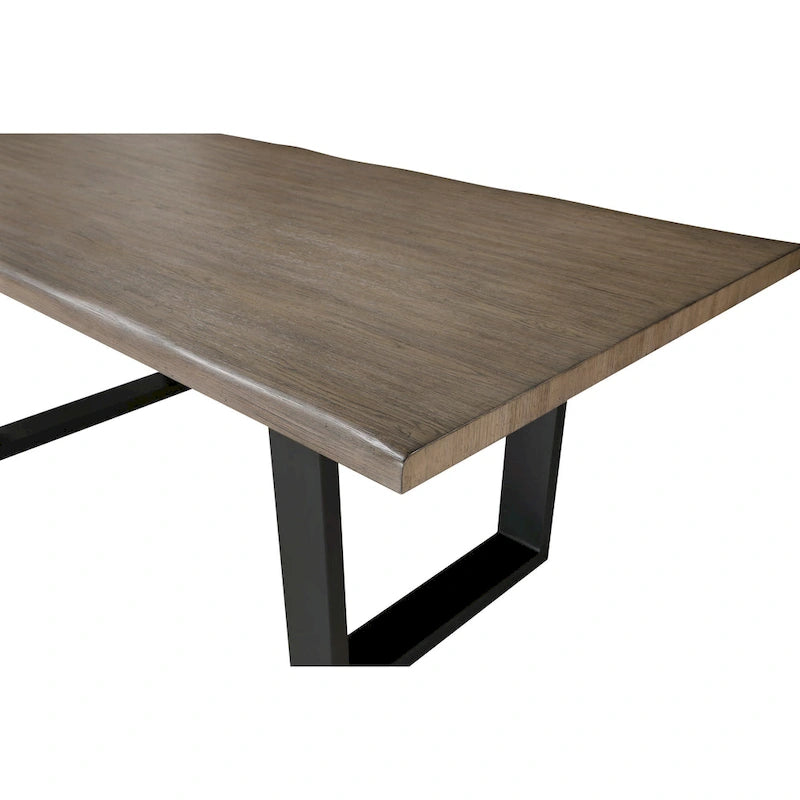 84-Inch Live Edge Rectangular Dining Table with Black Metal Legs