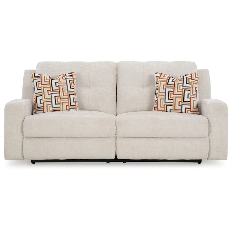 87-Inch Manual Reclining Sofa with Tufted Back and 2 Accent Pillows
