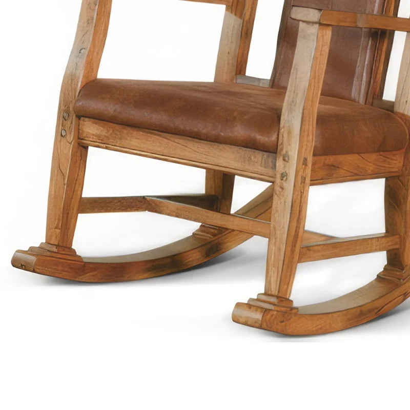 Mindi Wood Rocking Chair with Cushioned Seat and Back in Rustic Oak Finish