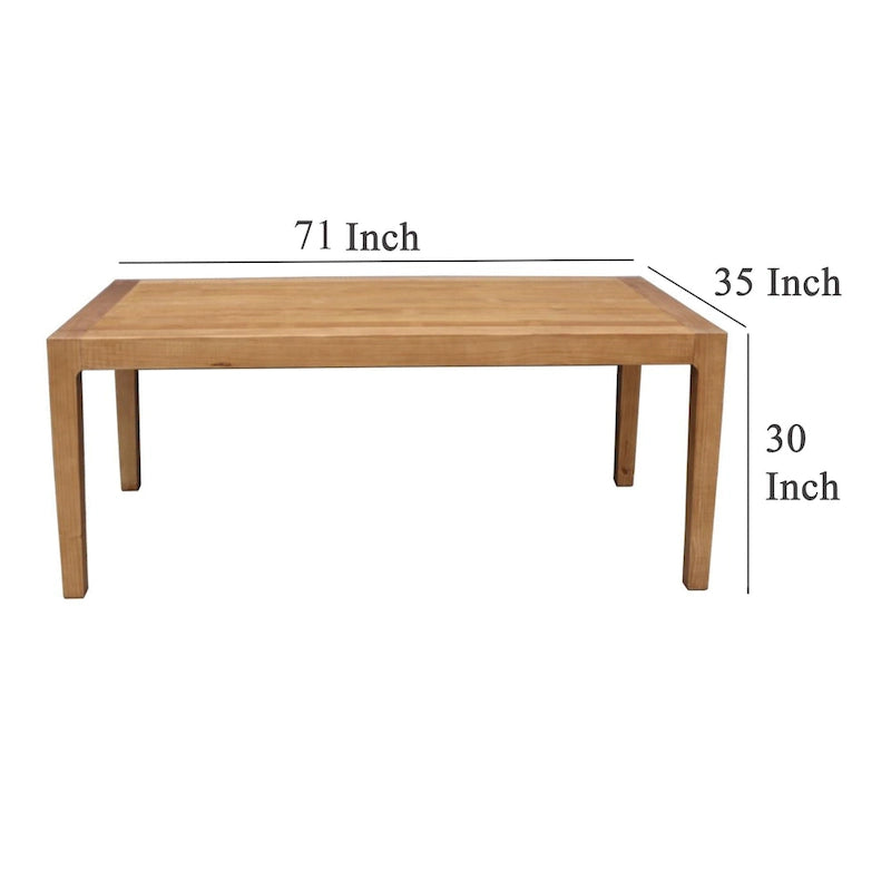 71-Inch Reclaimed Pine Wood Rectangular Dining Table with Tapered Legs