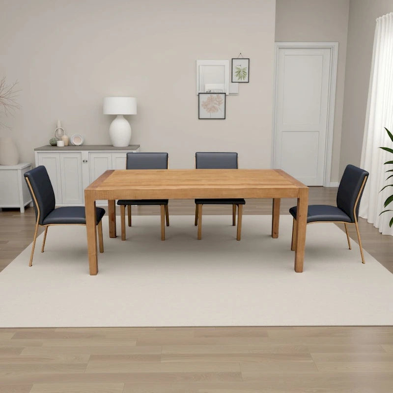 71-Inch Reclaimed Pine Wood Rectangular Dining Table with Tapered Legs