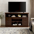 60-Inch Farmhouse TV Stand with 2 Cabinet Doors, Open Shelves and Cable Management