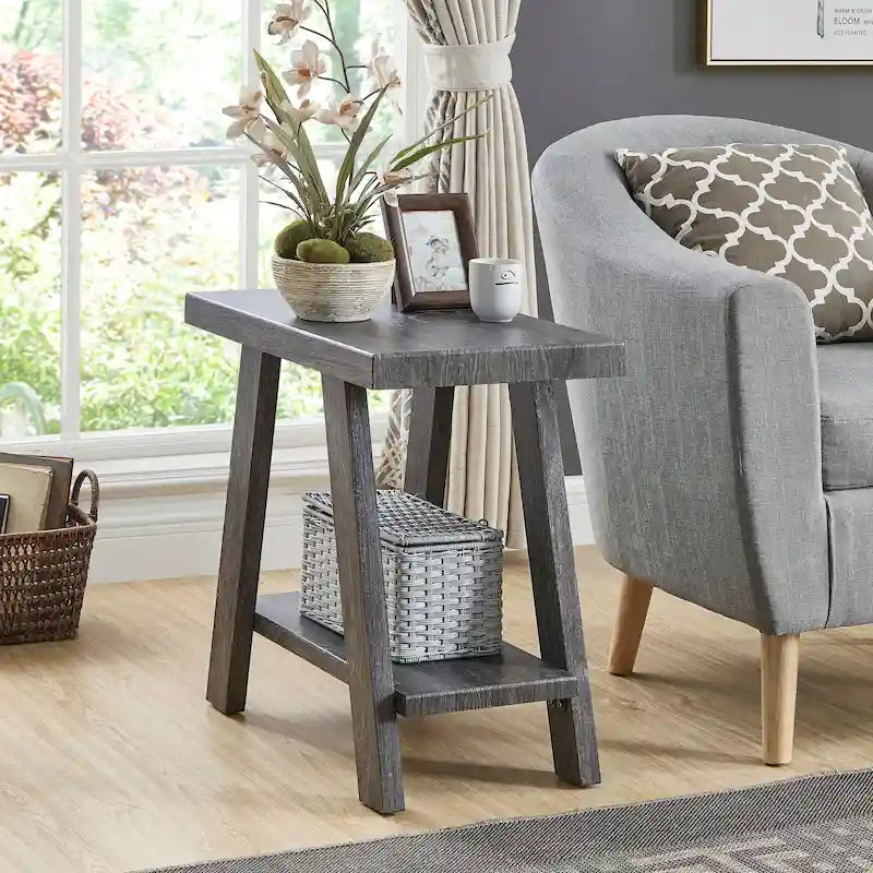Modern Rectangular Side Table with Storage Shelf and Wide-Angle Legs