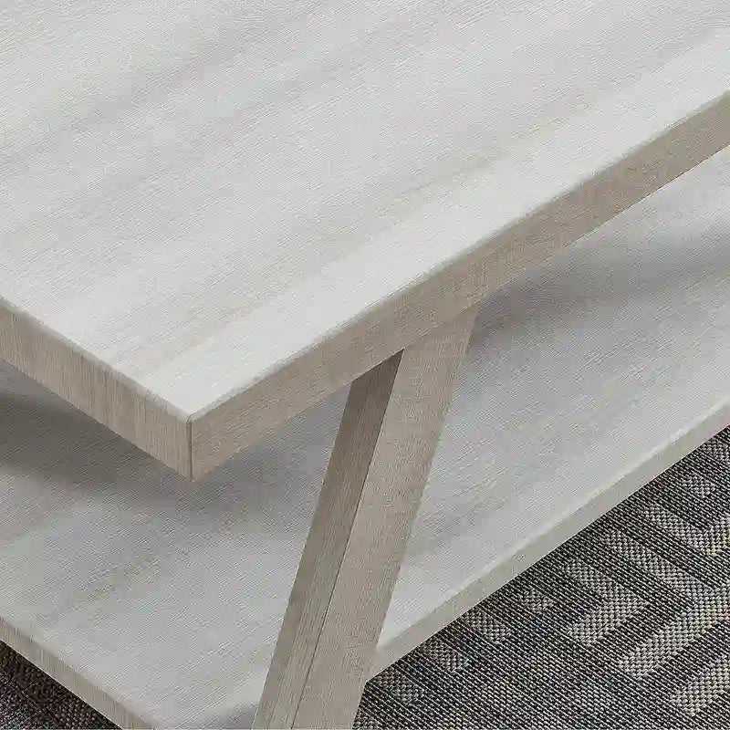 Modern Rectangular Side Table with Storage Shelf and Wide-Angle Legs