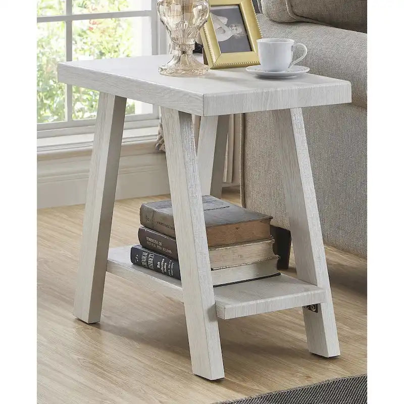 Modern Rectangular Side Table with Storage Shelf and Wide-Angle Legs