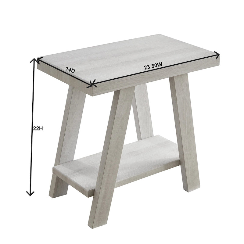 Modern Rectangular Side Table with Storage Shelf and Wide-Angle Legs