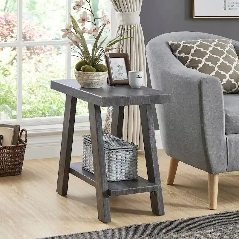 Modern Rectangular Side Table with Storage Shelf and Wide-Angle Legs