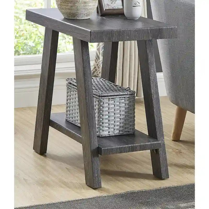 Modern Rectangular Side Table with Storage Shelf and Wide-Angle Legs