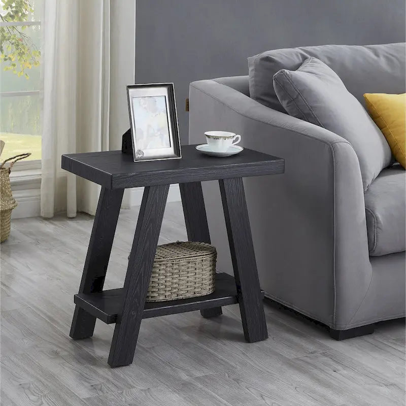 Modern Rectangular Side Table with Storage Shelf and Wide-Angle Legs