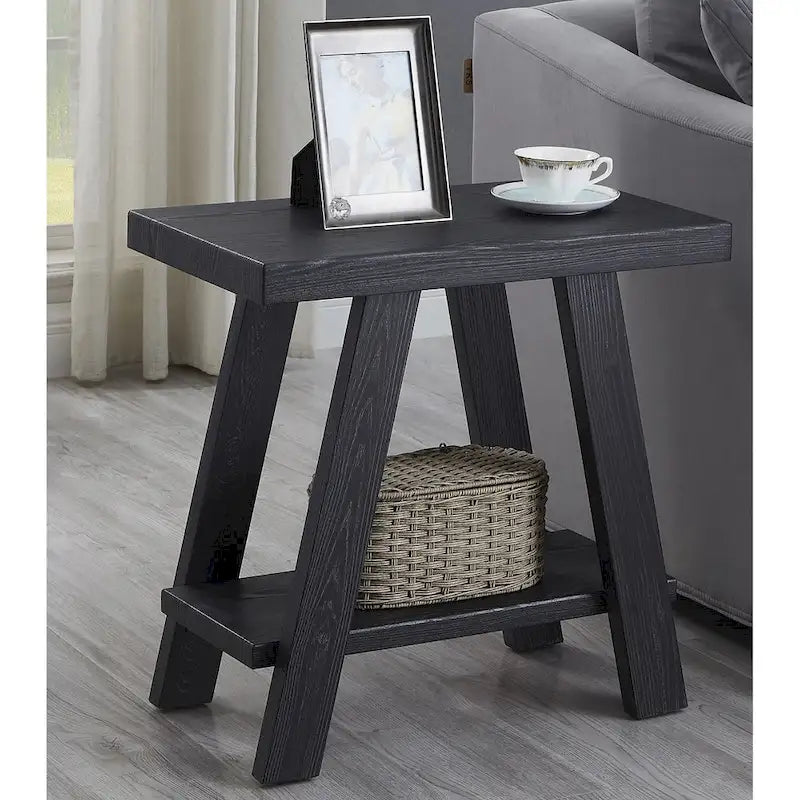 Modern Rectangular Side Table with Storage Shelf and Wide-Angle Legs