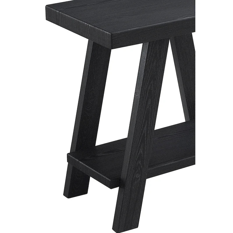 Modern Rectangular Side Table with Storage Shelf and Wide-Angle Legs