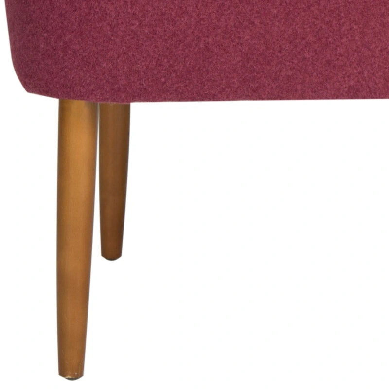 Banc rembourré en laine de style Mid-Century Modern avec pieds fuseaux
