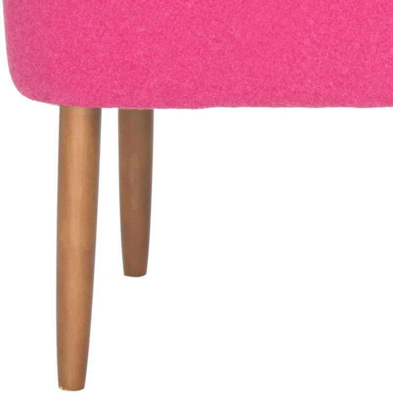 Banc rembourré en laine de style Mid-Century Modern avec pieds fuseaux