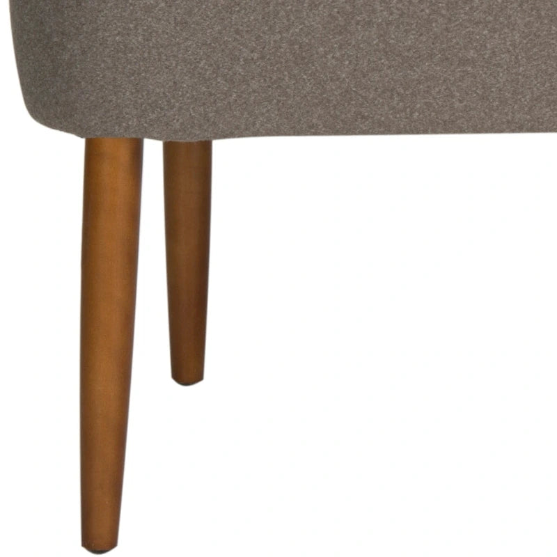Banc rembourré en laine de style Mid-Century Modern avec pieds fuseaux