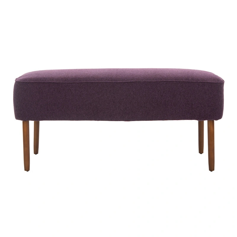 Banc rembourré en laine de style Mid-Century Modern avec pieds fuseaux