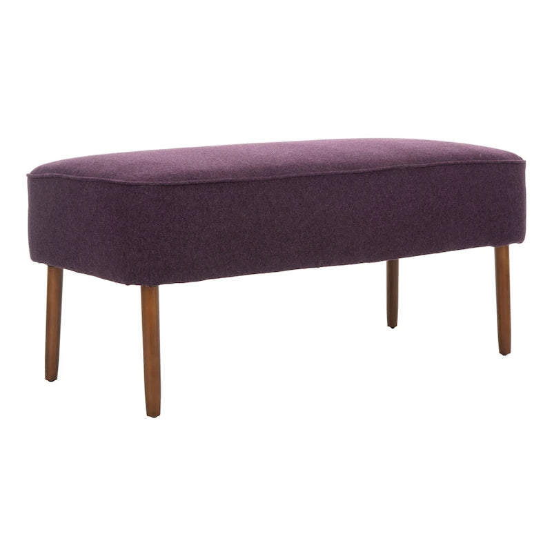 Banc rembourré en laine de style Mid-Century Modern avec pieds fuseaux