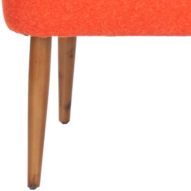 Banc rembourré en laine de style Mid-Century Modern avec pieds fuseaux