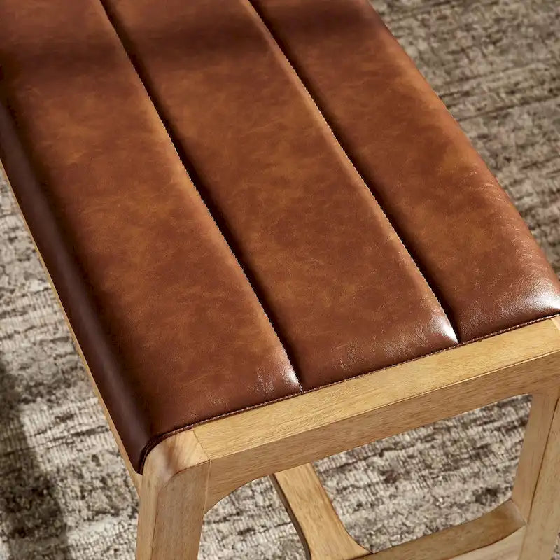 Banc de salle à manger scandinave en hévéa avec assise rembourrée en mousse et finition chêne