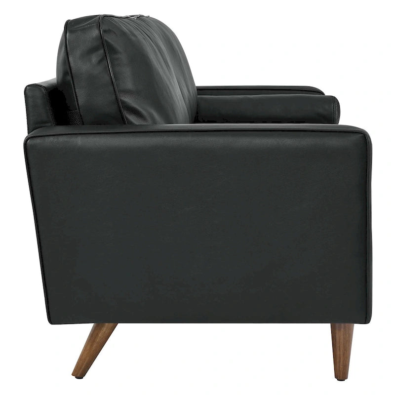 81-Inch Mid-Century Modern Top Grain Leather Sofa with Biscuit Tufting
