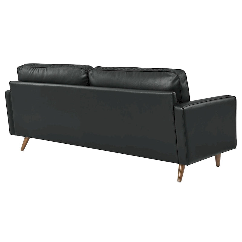 81-Inch Mid-Century Modern Top Grain Leather Sofa with Biscuit Tufting