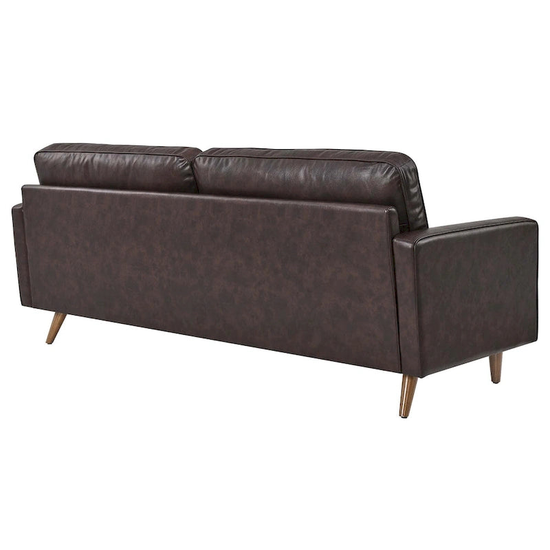 81-Inch Mid-Century Modern Top Grain Leather Sofa with Biscuit Tufting