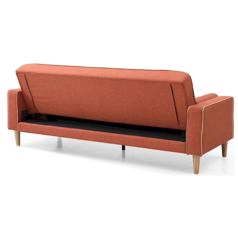 85-Inch Tufted Sofa Bed with Removable Back and Arms, 2 Bolster Pillows