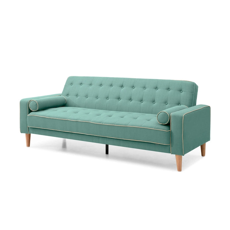 85-Inch Tufted Sofa Bed with Removable Back and Arms, 2 Bolster Pillows
