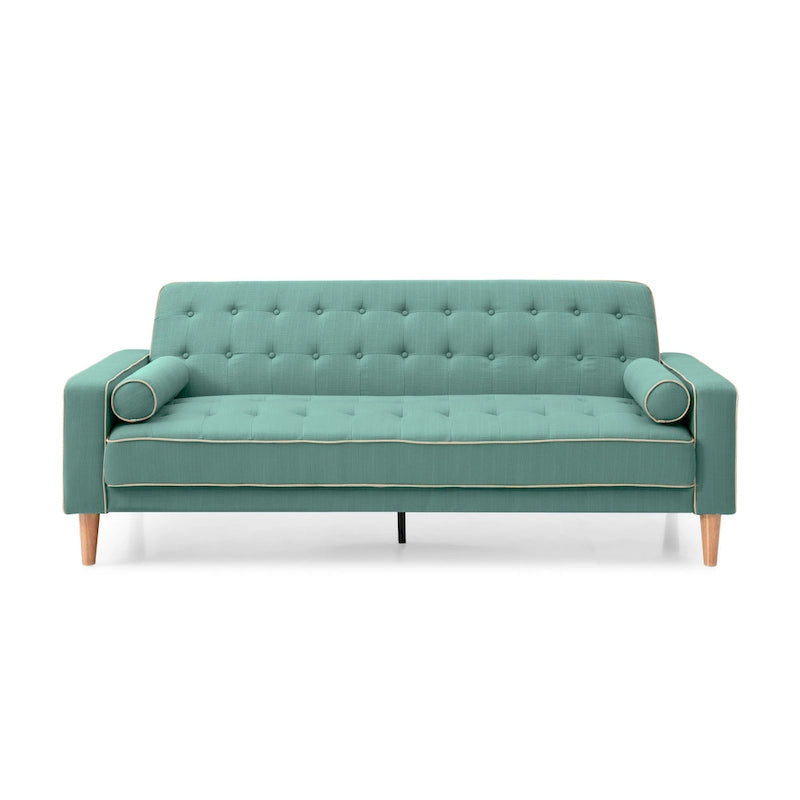 85-Inch Tufted Sofa Bed with Removable Back and Arms, 2 Bolster Pillows