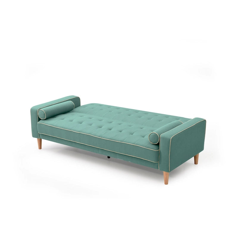 85-Inch Tufted Sofa Bed with Removable Back and Arms, 2 Bolster Pillows