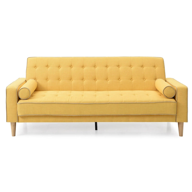 85-Inch Tufted Sofa Bed with Removable Back and Arms, 2 Bolster Pillows