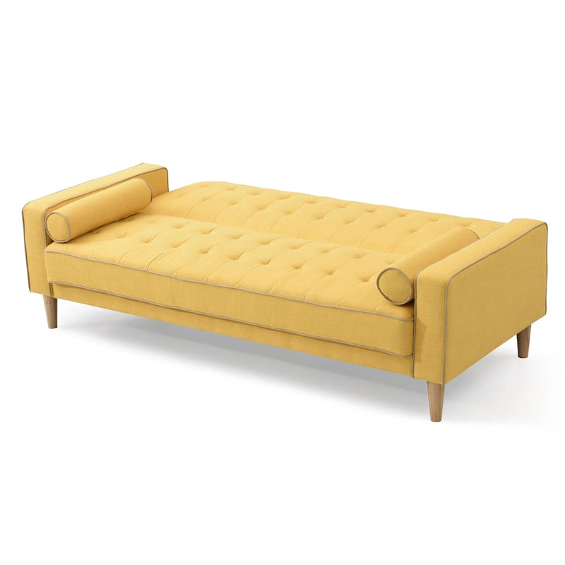 85-Inch Tufted Sofa Bed with Removable Back and Arms, 2 Bolster Pillows