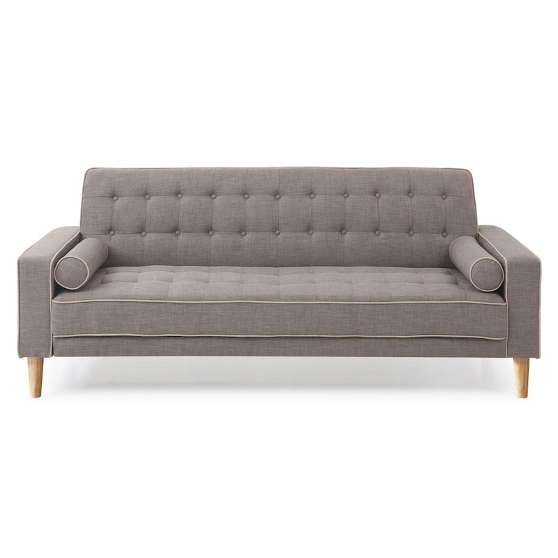 85-Inch Tufted Sofa Bed with Removable Back and Arms, 2 Bolster Pillows