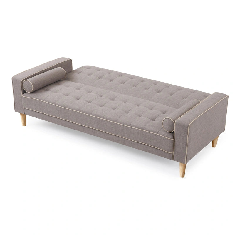 85-Inch Tufted Sofa Bed with Removable Back and Arms, 2 Bolster Pillows