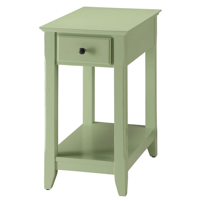 Table d'appoint fine en bois avec tiroir et étagère ouverte